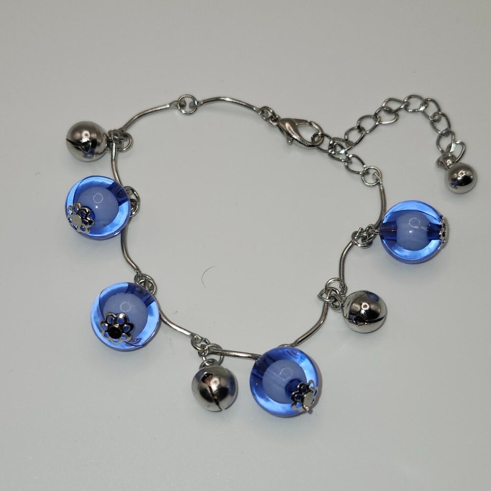 NEW Lot of 12 Blue Bead with Bells Bracelets